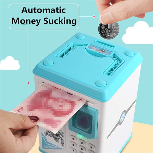Mini ATM Opsparingsboks Mynt Sedler Smart Elektronisk Pengegris