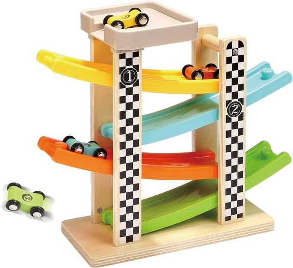 Leksaker för småbarn 1-2 år, pojke och flicka, träracerbana