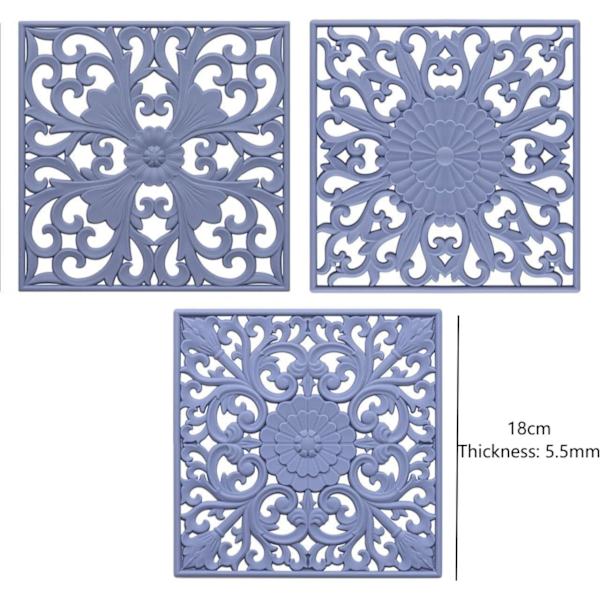 Fleksibel Silikon Trivet Måtte Sæt 3 (Grå) Silikon Trivetter til Varmt