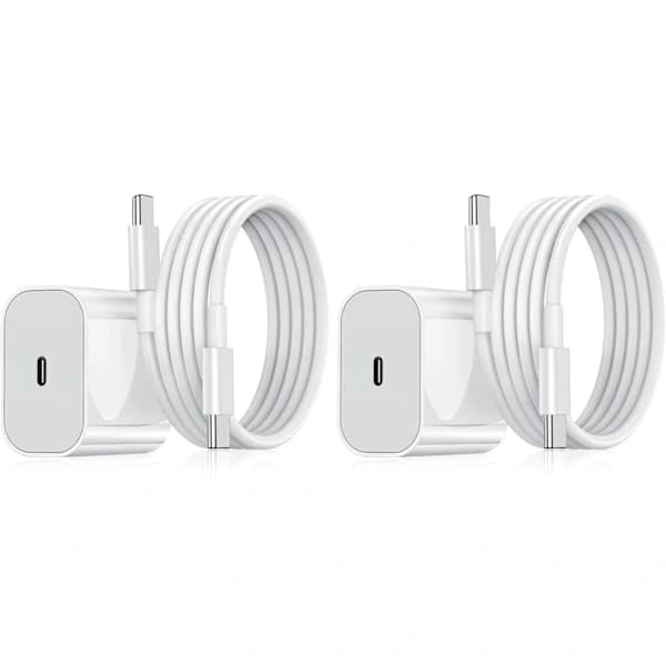 2-pack - Laddare Kompatibel med iPhone - Snabbladdare - Adapter + Kabel 20W Vit 2-pack Samsung (NT) 2-Pack 2-Pack Sam