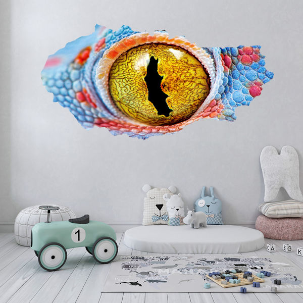 3D Brudt Mur Vision Dinosaur Lizard Øjne Vægsticker Stue R