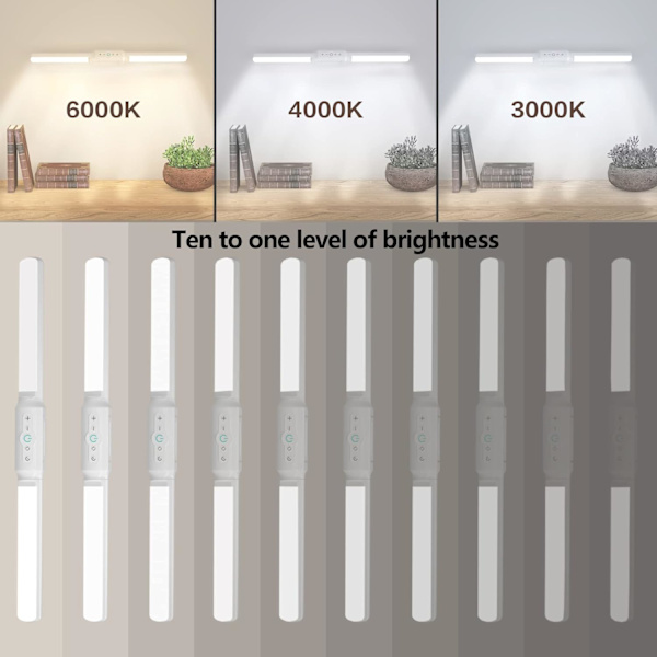 LED-työpöytälamppu, USB-ladattava pöytälamppu, portaattomasti himmennettävä &