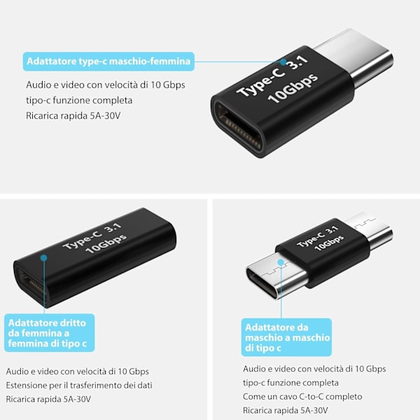 USB C til USB 3.1 C Han til USB C Han til USB C Han til USB C Hun