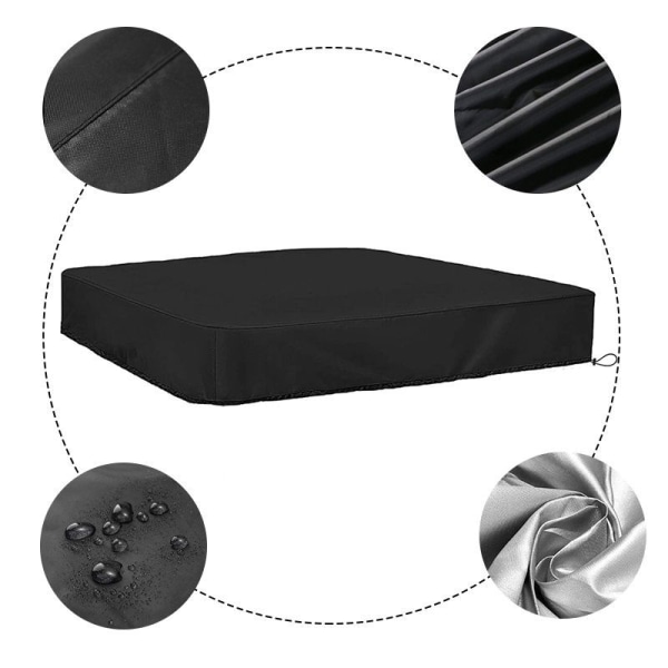 Hiekka-altaan kansi 120 cm * 120 cm vedenpitävä kansi Hiekka-altaan kansi musta Oxford-kangas hiekka-allas narulla
