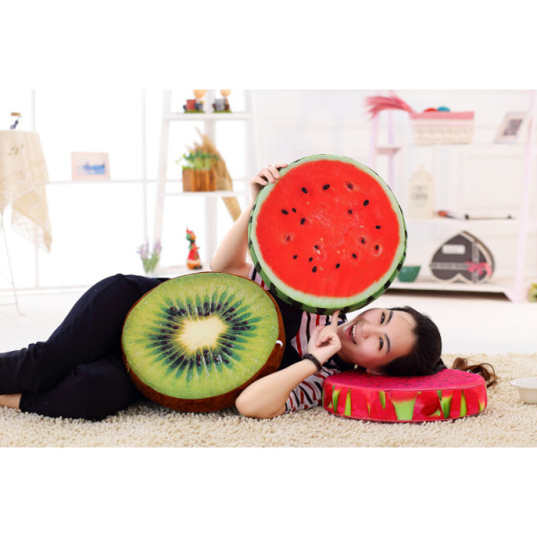 Plushkudde i Fruktform Mjuk Rund Heminredning Leksak Vattenmelon (3