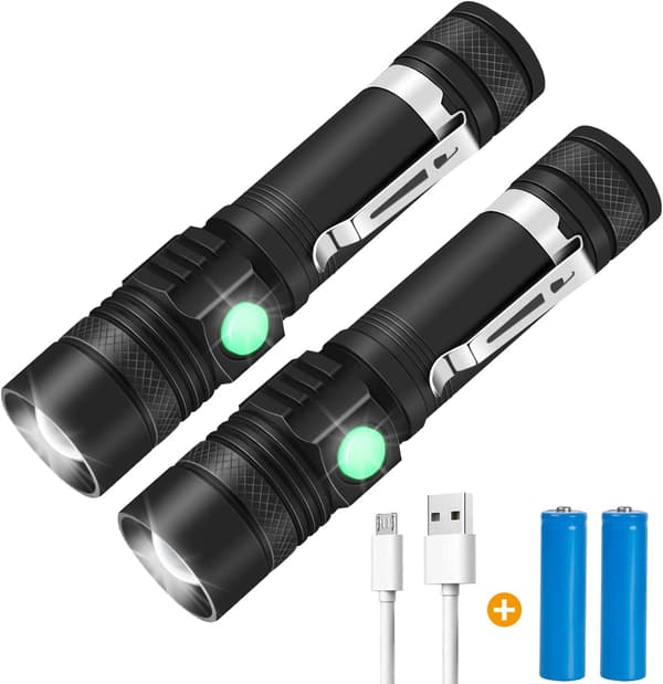 Taskulamppu, 1000 lumenin USB-ladattava LED-taskulamppu, IP