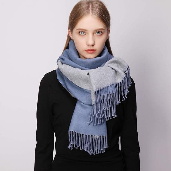 Uldscarf Vinter Shawl Til Kvinder Lang Stor Tyk Varmt Vendbar