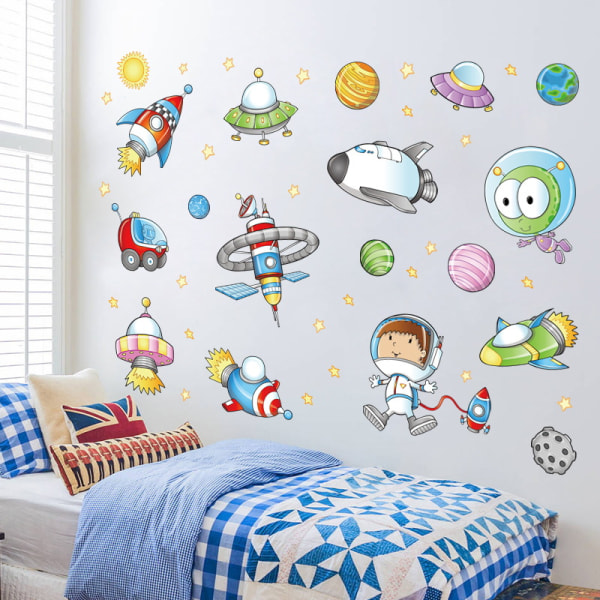 2 creative space cartoon astronaut wall stickers Children's room