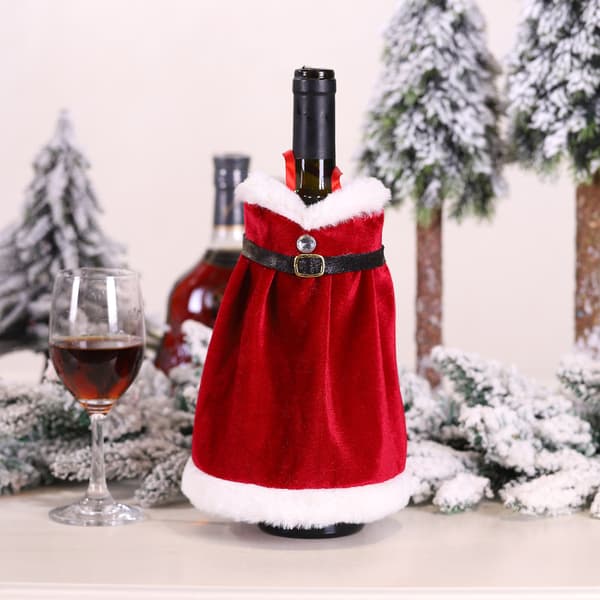 2 stycken Santa-vinflaskeöverdrag 2 stycken julmini-vinflaskor