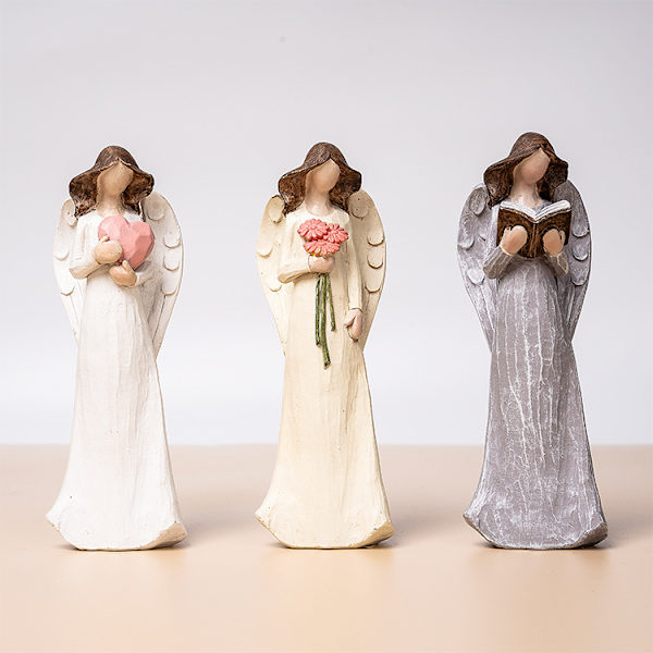 Blomsterfe-engelstatue i europæisk stil med blødt omslag til skrivebord, kærlighed