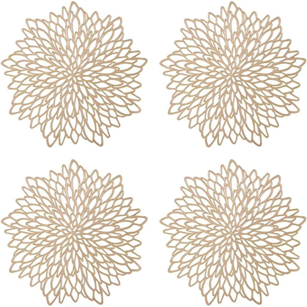 4 stk Gull Placemat, Hullet Rund Placemat, Rund Placemat DXGHC