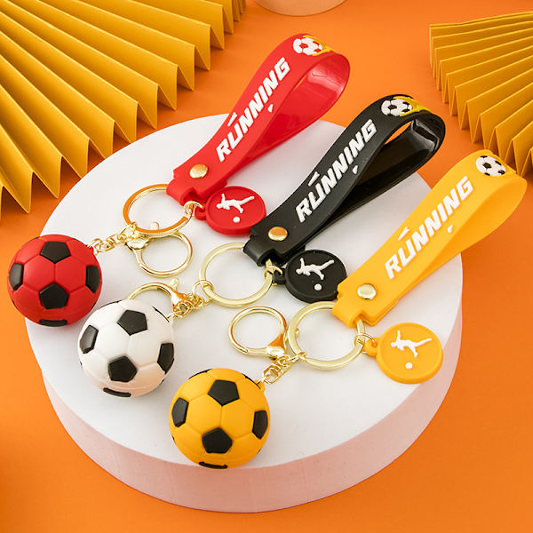 3 st 3,5 cm fotboll nyckelring hänge PVC mjuk gummi bilnyckel