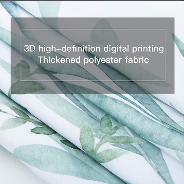 Duschdraperi gröna blad blommor växter badrum textil gardin