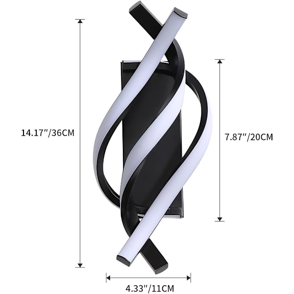 Indendørs væglampe, LED moderne væglampe 19W buet design, LED Wa