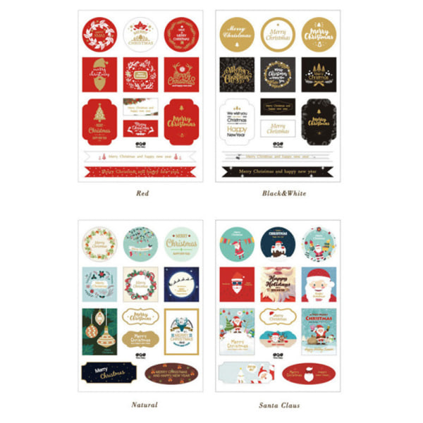 4 pcs hot stamping Christmas stickers gift box candy packaging