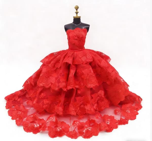7 Dukkekjoler, Brudekjoler, Prinsesse Barbie Halv-b