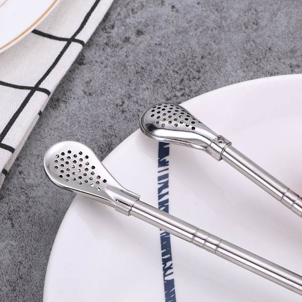 5 stk Avtakbare Pipetter 304 Rustfritt Stål Straw Spoon Creativ