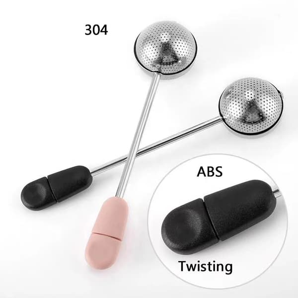 （Sort）Original te-infuser, rustfrit stål roterende kugle, ergonomisk