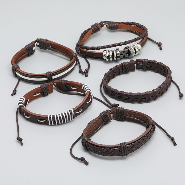 （Brun） Vintage flätat armband, DIY- set konstläder