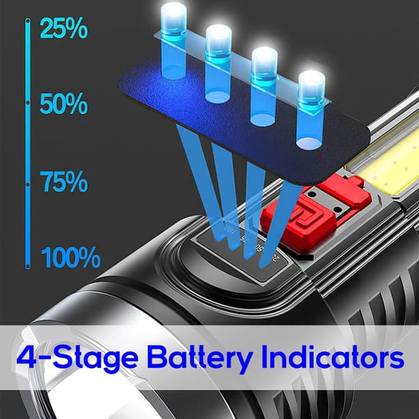 USB-oppladbart LED-lommelykt, Super Lys, Vanntett COB DXGHC