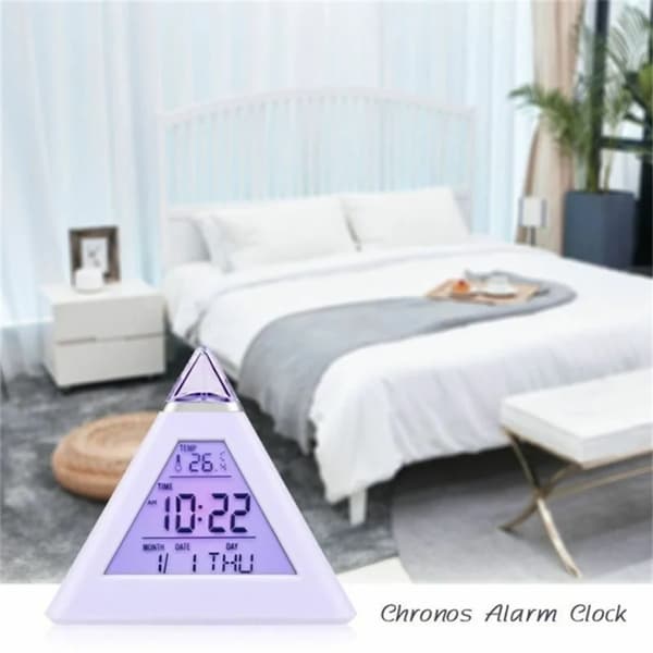 Pyramide LCD Alarm Bordur, Termometer, Digital Bordur, 7 Farver