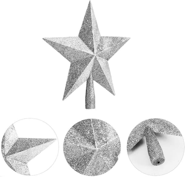 1 stk Glitter Juletræsstjerne til Juletræspynt (Sølv)