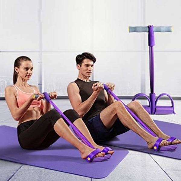 2-pakks mageøvelser med 4 elastiske tau med pedal