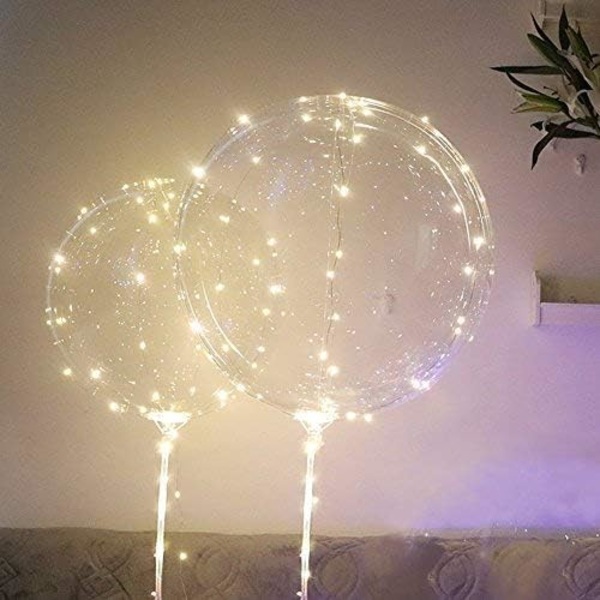 4 stk gjenbrukbare LED-ballonger med kopplys, ballongdekorasjon