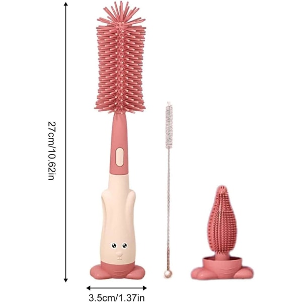 Baby Bottle Brush Set - 3 in 1 Rotating Cleaning Brush for Silico