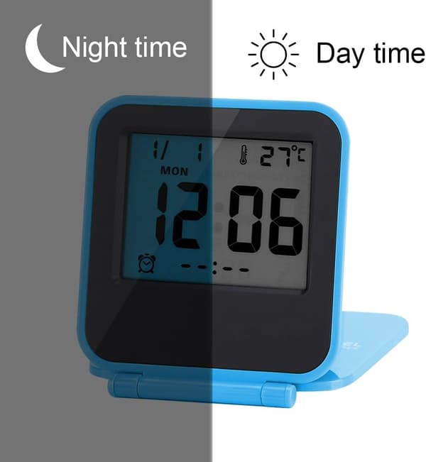 Mini Multifunktionel Foldbar Digital Vækkeur LED Ur Porta