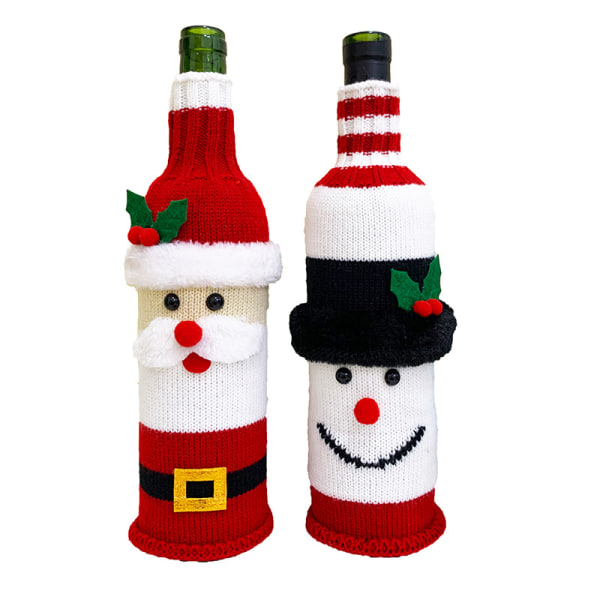 2-pack juldekoration flaska set champagne rött vin fa