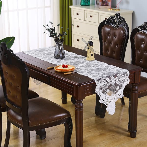 1 Stykke Bomuld Crochet Lace Rektangulær Bordflag Kommode Sjal Ta