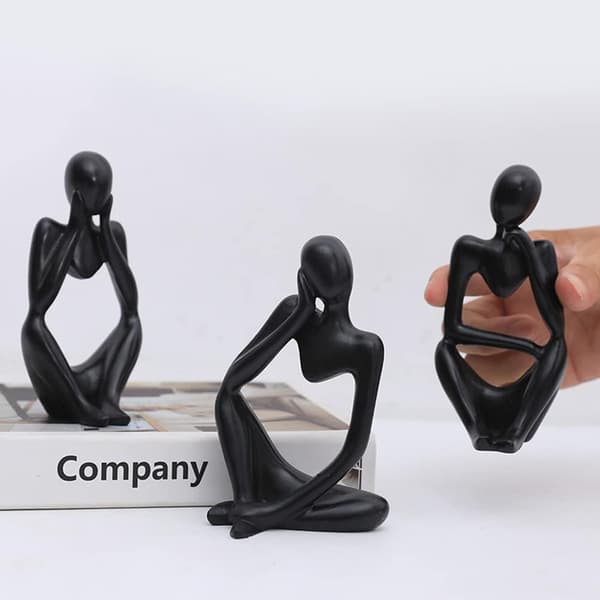 Sæt med 3 Abstrakte Tænker Statuer, Resin Mini Moderne Tænker Stat