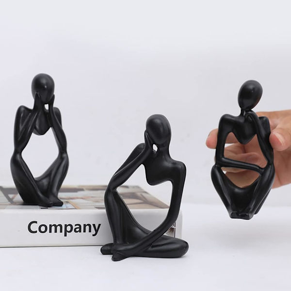 Sett med 3 abstrakte tenkerstatuer, Resin Mini Modern Thinker Stat