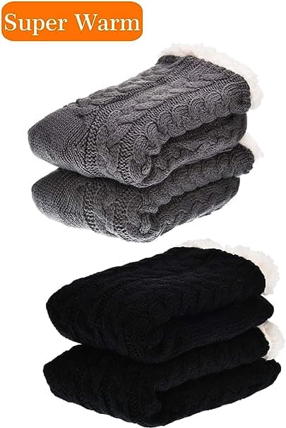 2 Par Kvinders Antislip Sokker Uldforet Jule Sokker Non-Sli