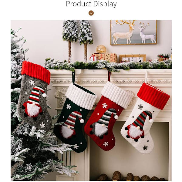 1 St Vit Julstrumpa Tomte Julstrumpor Ansiktslös Dol DXGHC