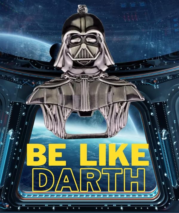 Darth Vader Flaskeåbner som nøglering, blank sort, solid konstruktion