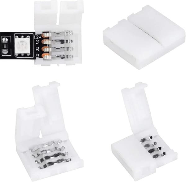 10 Pakker 4-Pins RGB LED Lysbåndsforbindelser 10mm Uforbundet Gapless