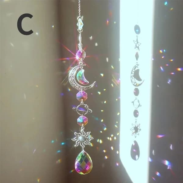 3 Krystal Vindklokker Måne Solfanger Diamant Prismer Vedhæng Drøm