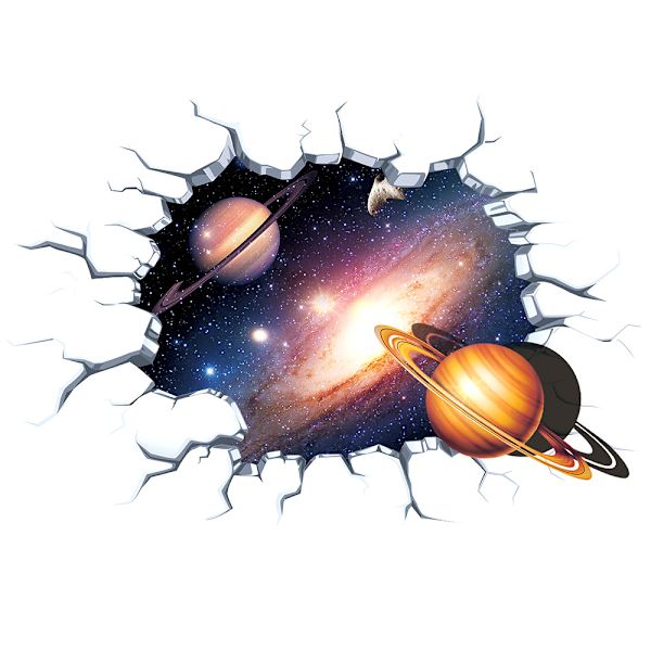 3D Broken Wall Galaxy Nebula Planet Veggdekor