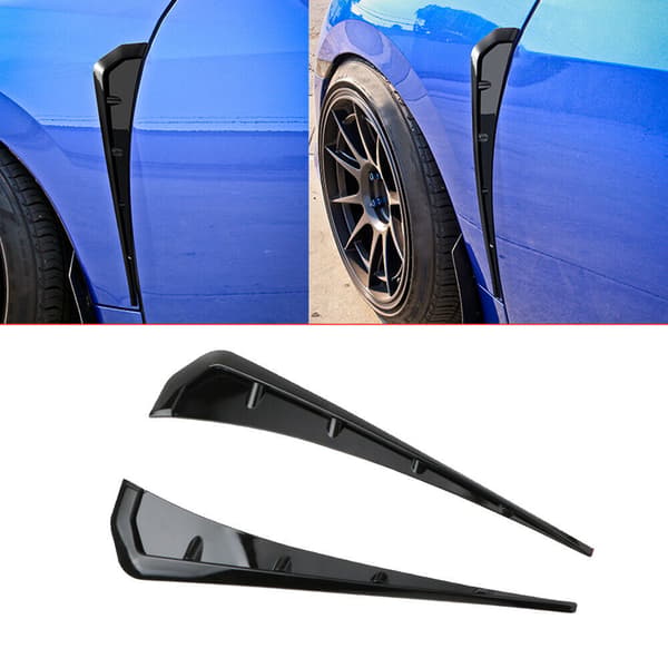 2 stk Blanke Svarte Bil Side Fender Luftventil Deksel Trim Ext