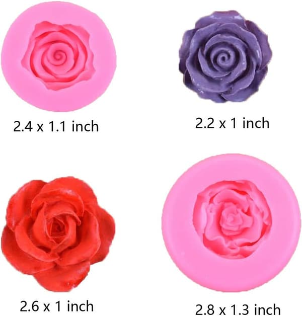 2 stk Bloom 3D Rose Blomster Fondant Silikonformer for Chocola DXGHC