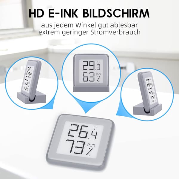 Hjemme Digital Innendørs Hygrometer Termometer med E-Blekk Skjerm og