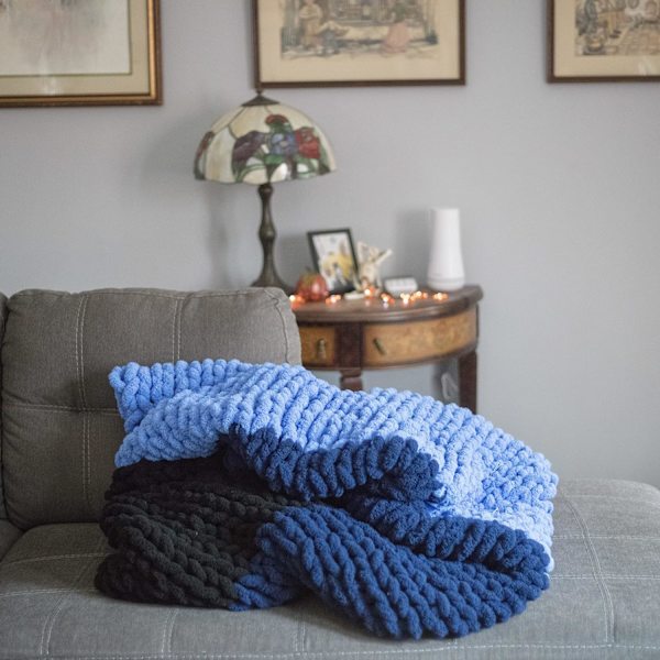 Roving 3-pack (ca 26,9 meter per stycke) - Indigo - Fluffig Chenille