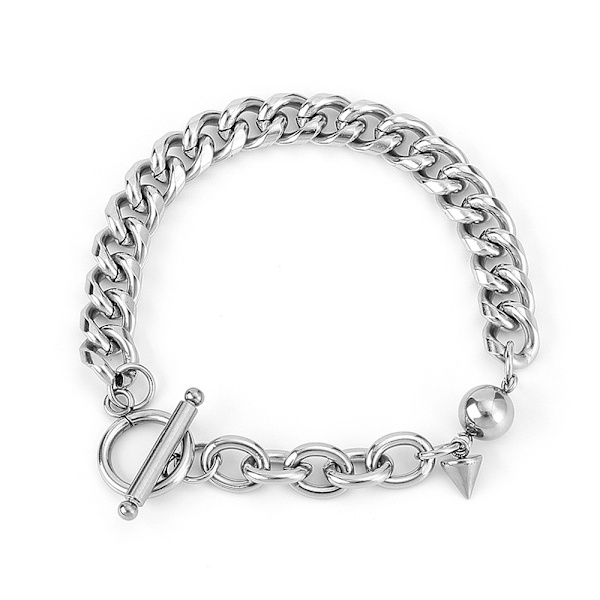 Armbånd i rustfrit stål med perler, smykker til kvinder, OT-knap, kegle
