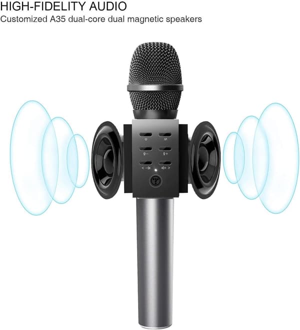 Trådløs Bluetooth Karaoke Mikrofon, 10W Større Lydstyrke, Mere Ba