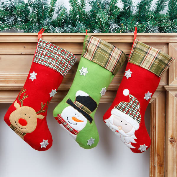 3 Julepynt Flanel Cartoon Broderi Jul