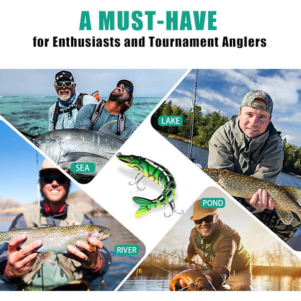 Bass True Crappie -uistinkoukku, hidasvirtaava bassojen uistinkoukku, realistinen uinti, makean ja suolaisen veden moninivelinen uistinkoukku