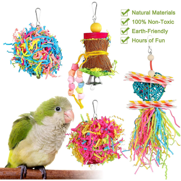 4 Pack Bird Shredder Toys Small Parrot Chewing Toys Parrot Cage F