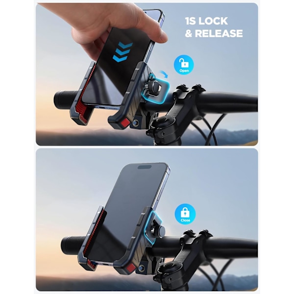 Motorcykel Telefonhållare - Cykel Styre Mobilhållare - Barnvagn Scooter Telefonklämma för iPhone Samsung